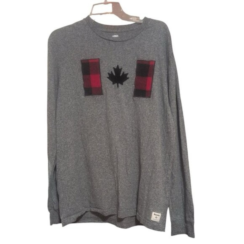 Vintage Roots Tee with Long Sleeve with front Logo Men s size Large in Gray